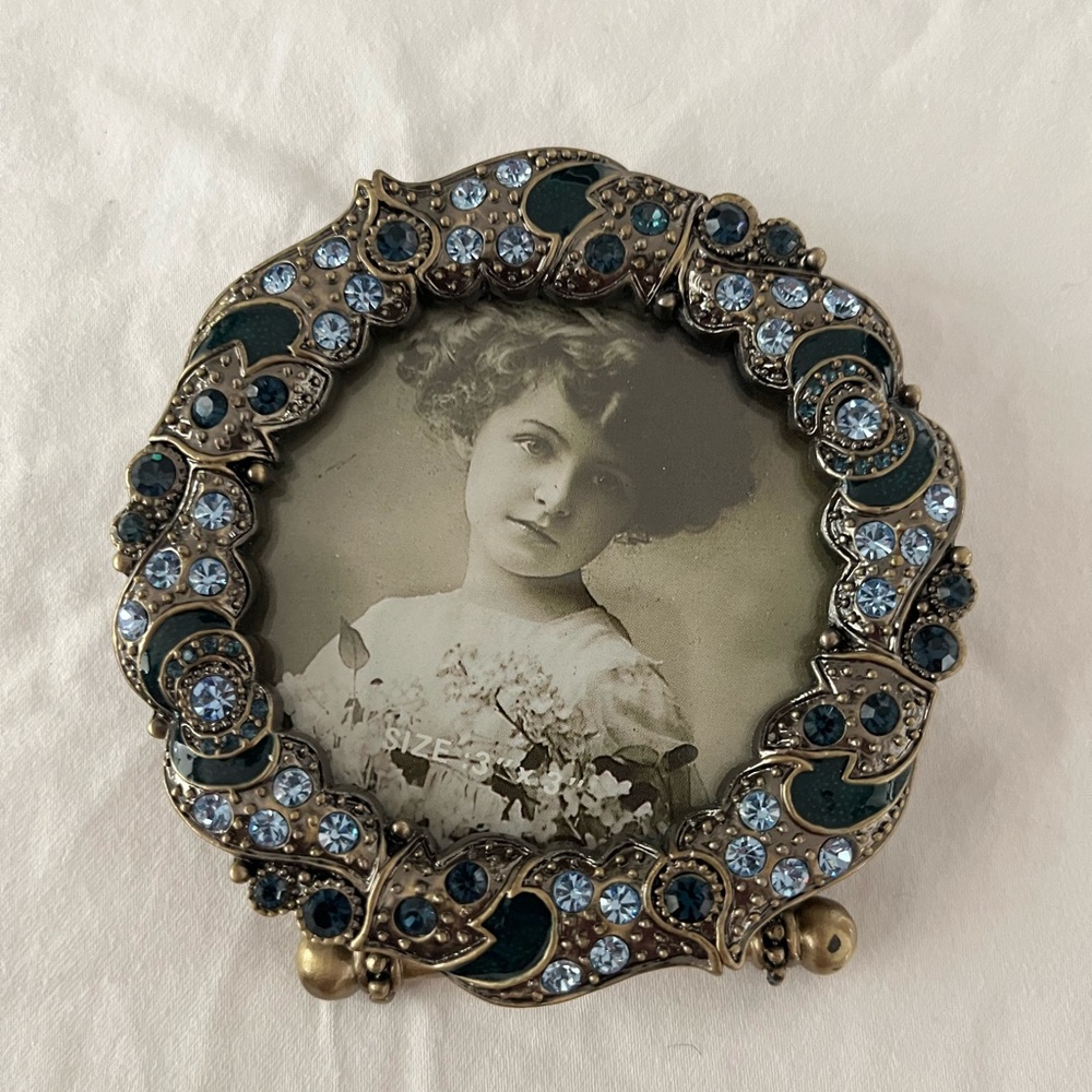 TIZO Italy Jeweled Enamel Antique Brass Tone Picture Frame